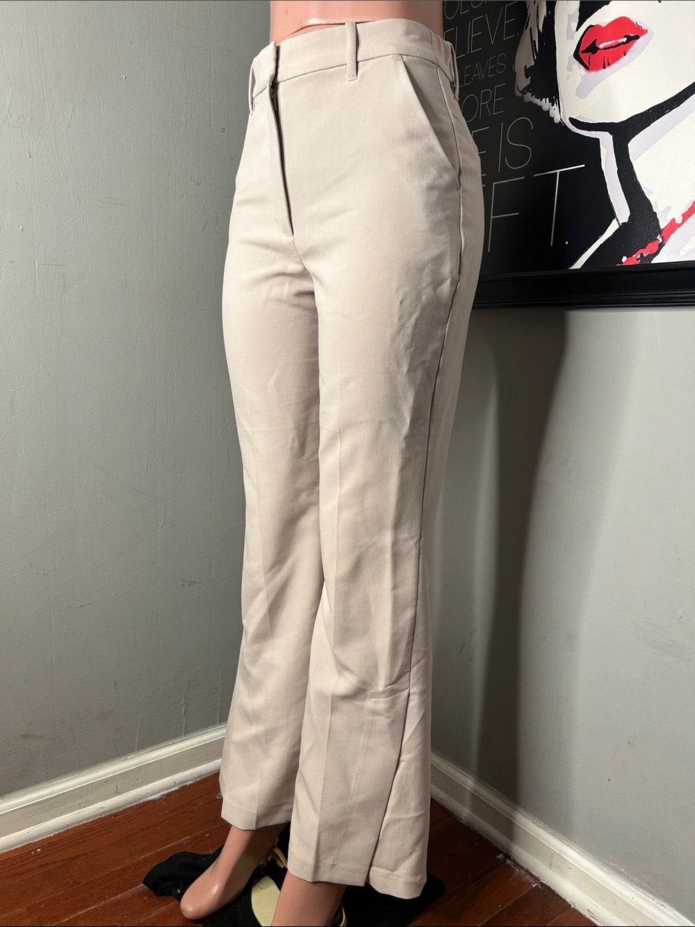 Abercrombie & Fitch Cream Boot-Cut Dress Pants
